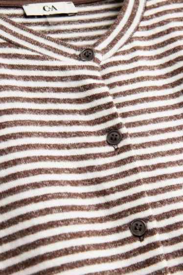 Women - Cardigan - striped - brown / cremewhite