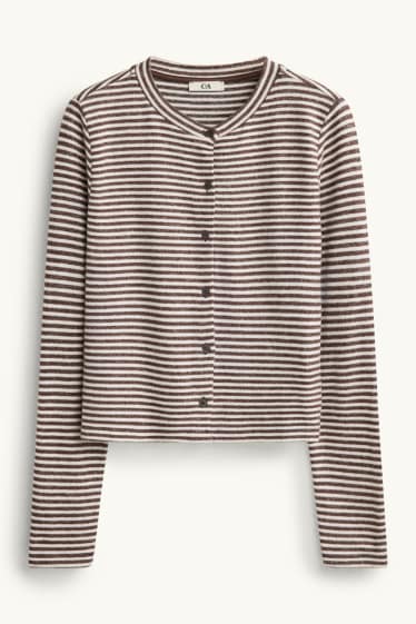 Women - Cardigan - striped - brown / cremewhite