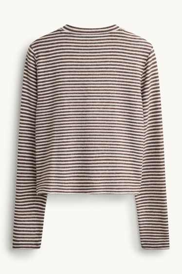 Women - Cardigan - striped - brown / cremewhite