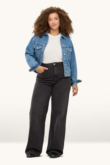 Women - Wide leg jeans - high waist - black