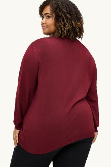 Donna - Maglione in filato lavorato a maglia fine con nodo - bordeaux