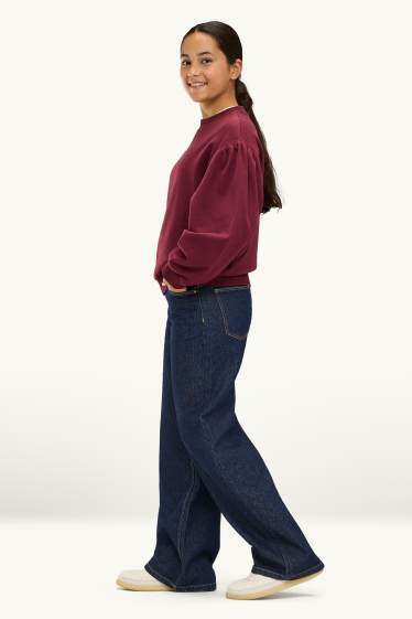 Kinderen: meisjes - Wide leg jeans - jeansdonkerblauw