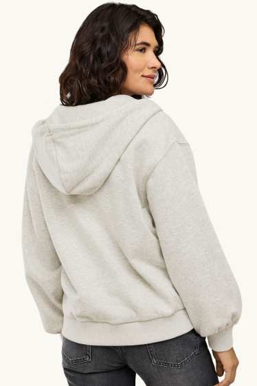 Dames - Sweatvest met capuchon - licht grijs-mix