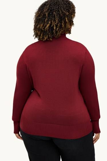 Femmes - Pull à col roulé - bordeaux