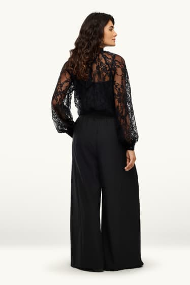 Dames - Pantalon - high waist - wide leg - zwart