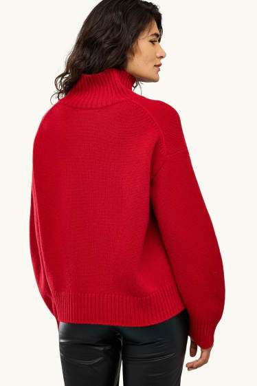 Damen - Woll-Pullover - rot