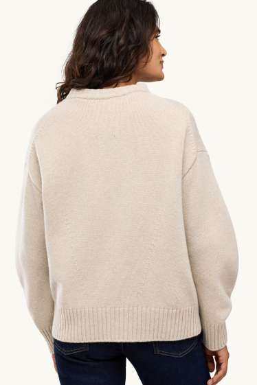 Damen - Woll-Pullover - beige