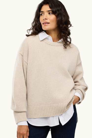 Damen - Woll-Pullover - beige