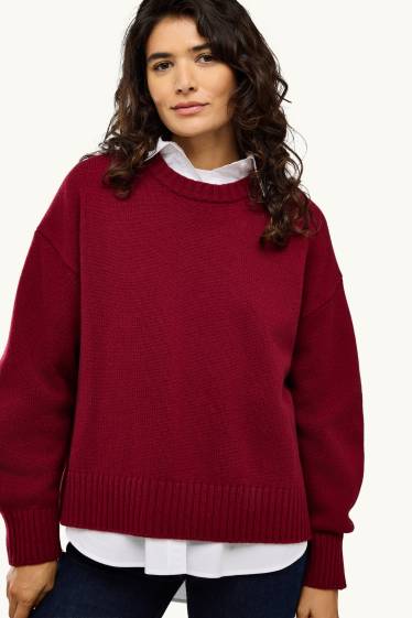 Damen - Woll-Pullover - rot / rot