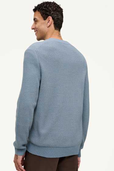 Hommes - Pull - finition texturée - bleu clair