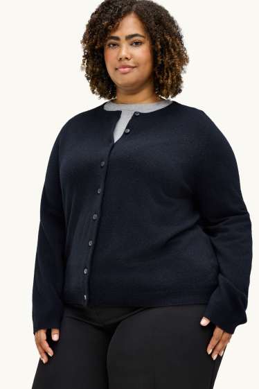 Damen - Kaschmir-Strickjacke - schwarz