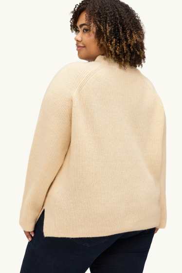 Women - Jumper - ribbed - creme