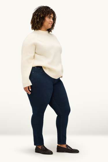 Women - Skinny jeans - mid-rise waist - shaping jeans - LYCRA® - dark blue