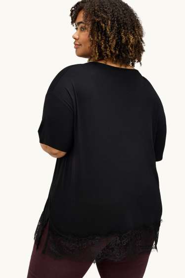 Dámské - Tričko - curvy fit - černá