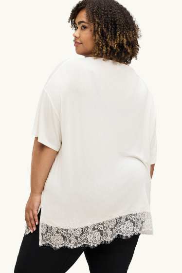 Dámské - Tričko - curvy fit - bílá