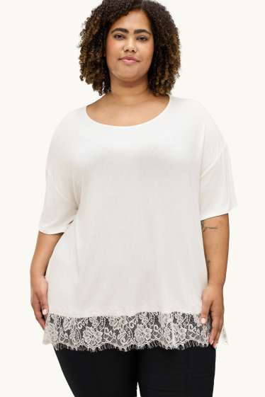 Dámské - Tričko - curvy fit - bílá