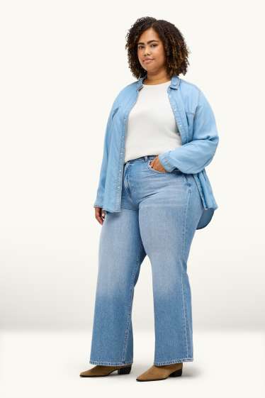 Dámské - Wide leg jeans - high waist - džíny - modré