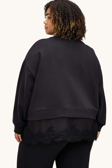 Damen - Sweatshirt - 2-in-1-Look - schwarz