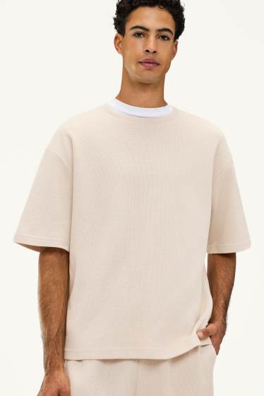 Herren - T-Shirt - Oversized - strukturiert - hellbeige