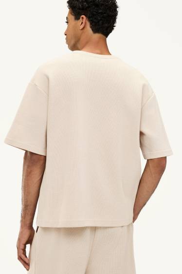 Herren - T-Shirt - Oversized - strukturiert - hellbeige