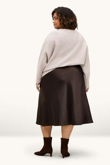 Women - Satin skirt - dark brown