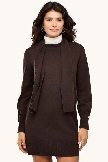 Damen - Strickkleid - Straight Fit - braun