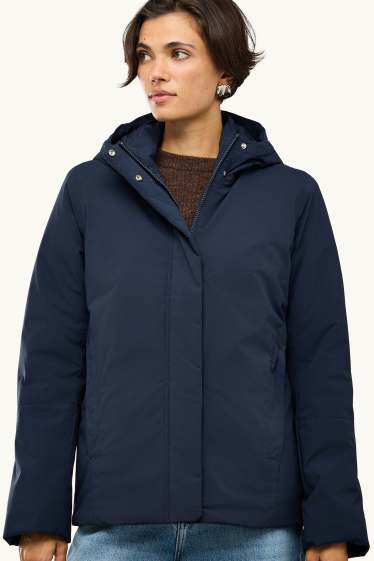 Damen - Funktionsjacke mit Kapuze - gefüttert - wasserdicht - dunkelblau