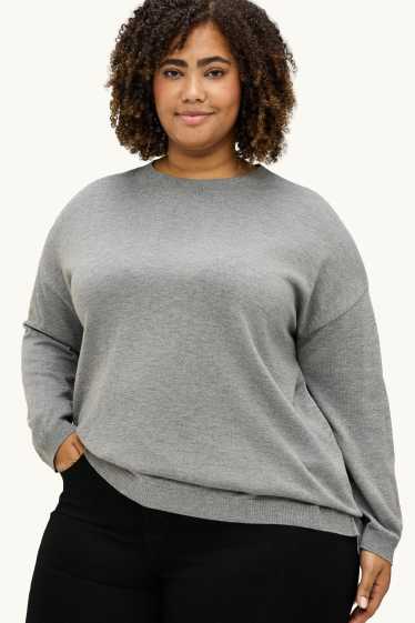 Women - Fine knit jumper - gray-melange
