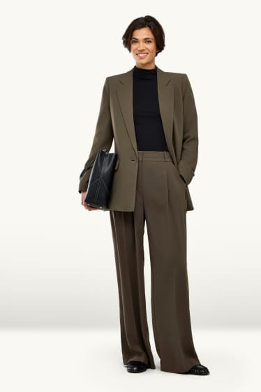 Women - Business trousers - high waist - wide leg - light brown