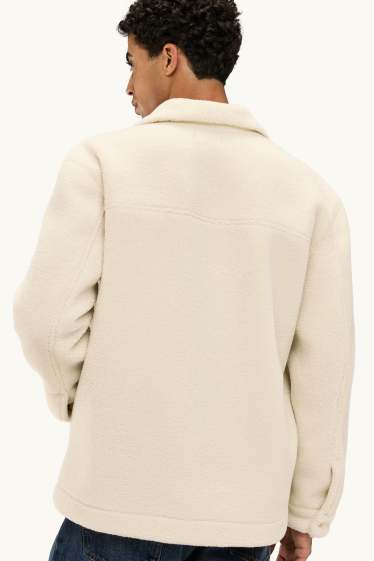 Heren - Overhemdjas van teddybont - relaxed fit - kent - crème wit