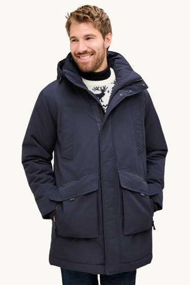 Uomo - Parka con cappuccio - foderato - blu scuro