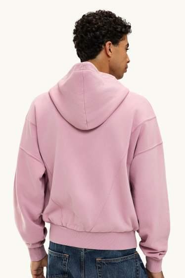 Hommes - Sweat zippé avec capuche - rose