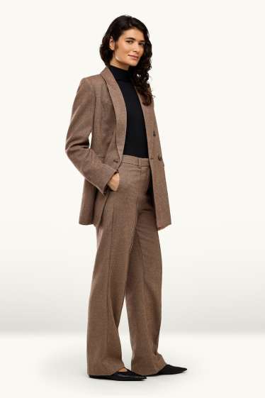 Donna - Pantaloni business in twill - vita media - straight fit - marrone