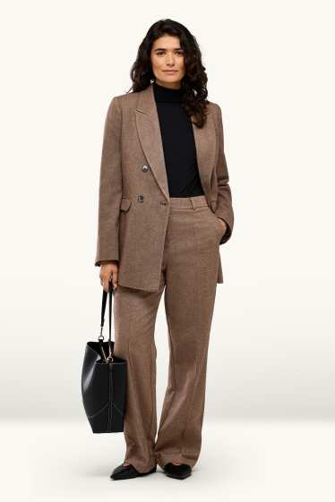 Donna - Pantaloni business in twill - vita media - straight fit - marrone