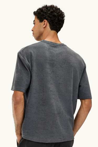 Herren - Frottee-T-Shirt - Oversized - dunkelgrau