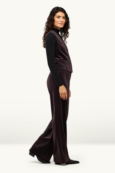 Damen - Samt-Hose - High Waist - Wide Leg - lila