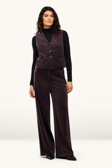 Damen - Samt-Hose - High Waist - Wide Leg - lila
