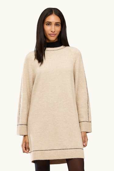 Damen - Strickkleid - Straight Fit - beige