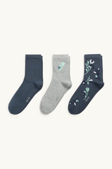 Femmes - Lot de 3 paires - chaussettes - bleu / gris