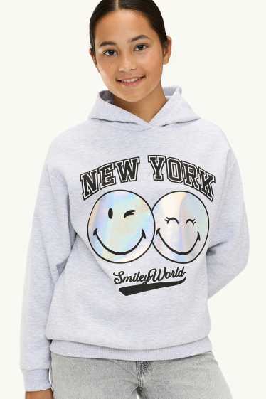 Nena - SmileyWorld® - dessuadora amb caputxa - efecte brillant - gris clar jaspiat