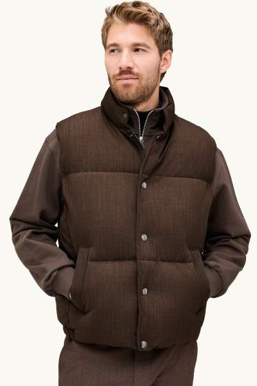 Uomo - Gilet trapuntato - foderato - idrorepellente - marrone scuro
