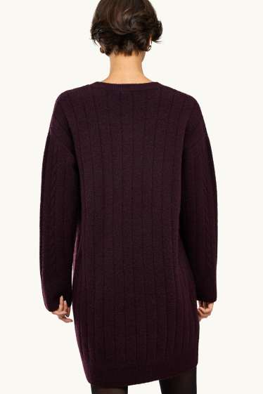 Femei - Rochie din tricot - straight fit - cu torsade - bordo