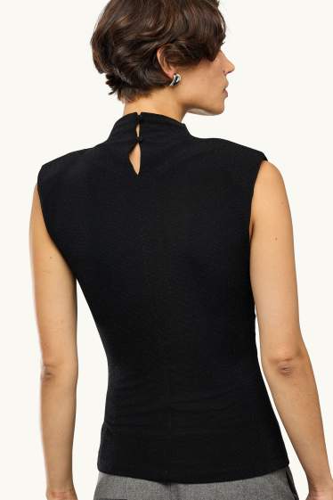 Dames - Blousetop - glanseffect - zwart