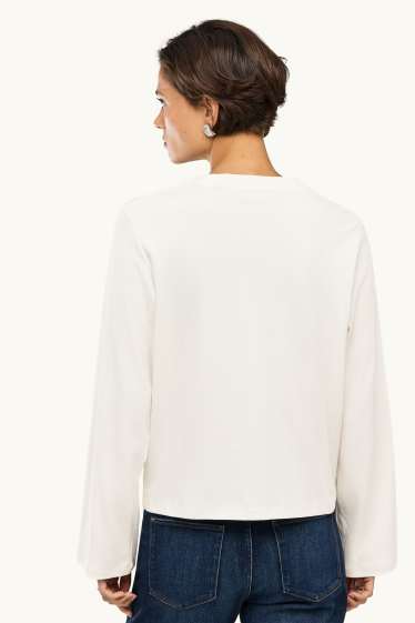Damen - Langarmshirt - Regular Fit - cremeweiß