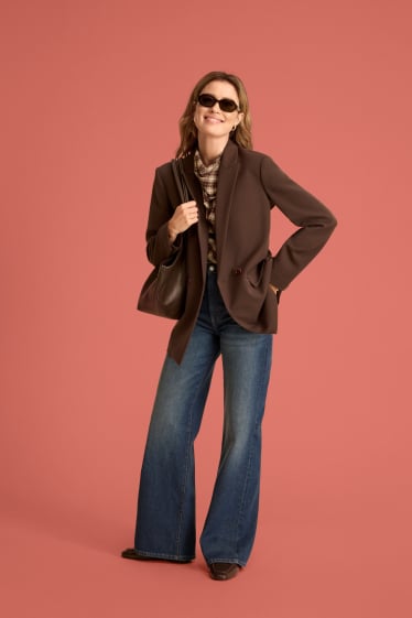 Kobiety - Wide leg jeans - wysoki stan - dżins-ciemnoniebieski