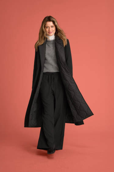 Damen - Business-Hose - Mid Waist - Wide Leg - schwarz