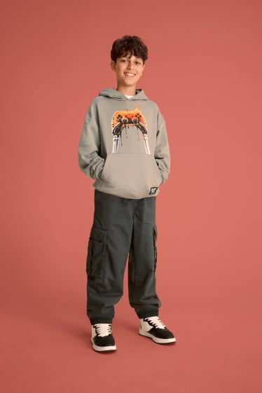 Kinder Buben - Cargo Jeans - Thermojeans - dunkelgrau