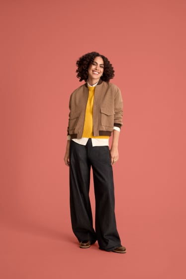 Damen - Wide Leg Jeans - Mid Waist - dunkeljeansblau