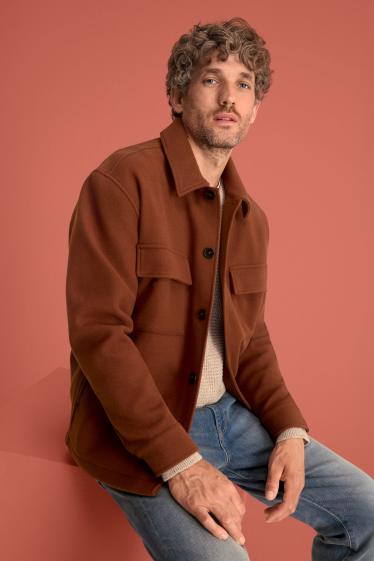 Heren - Overhemdjas - relaxed fit - Kent - bruin