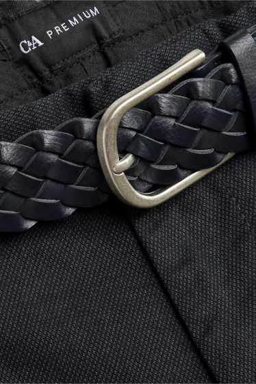 Herren - Chino mit Gürtel - Regular Fit - schwarz / dunkelgrau